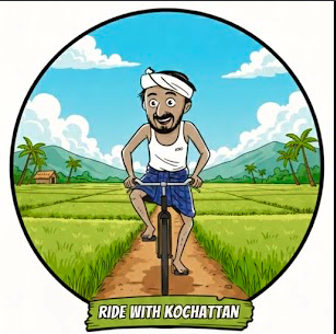Kochattan cycling through the farm fields